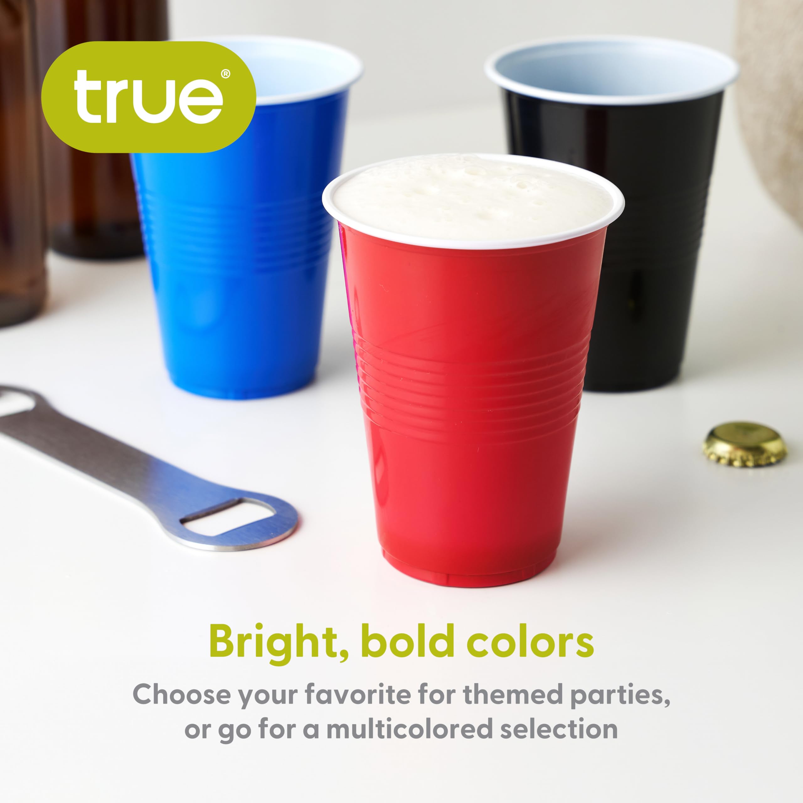 **50-Pack True Black 16oz Disposable Plastic Cups for Parties, Beer Pong, BBQs & Events - Heavy-Duty Drinking Cups for Soda, Cocktails & Beverages**