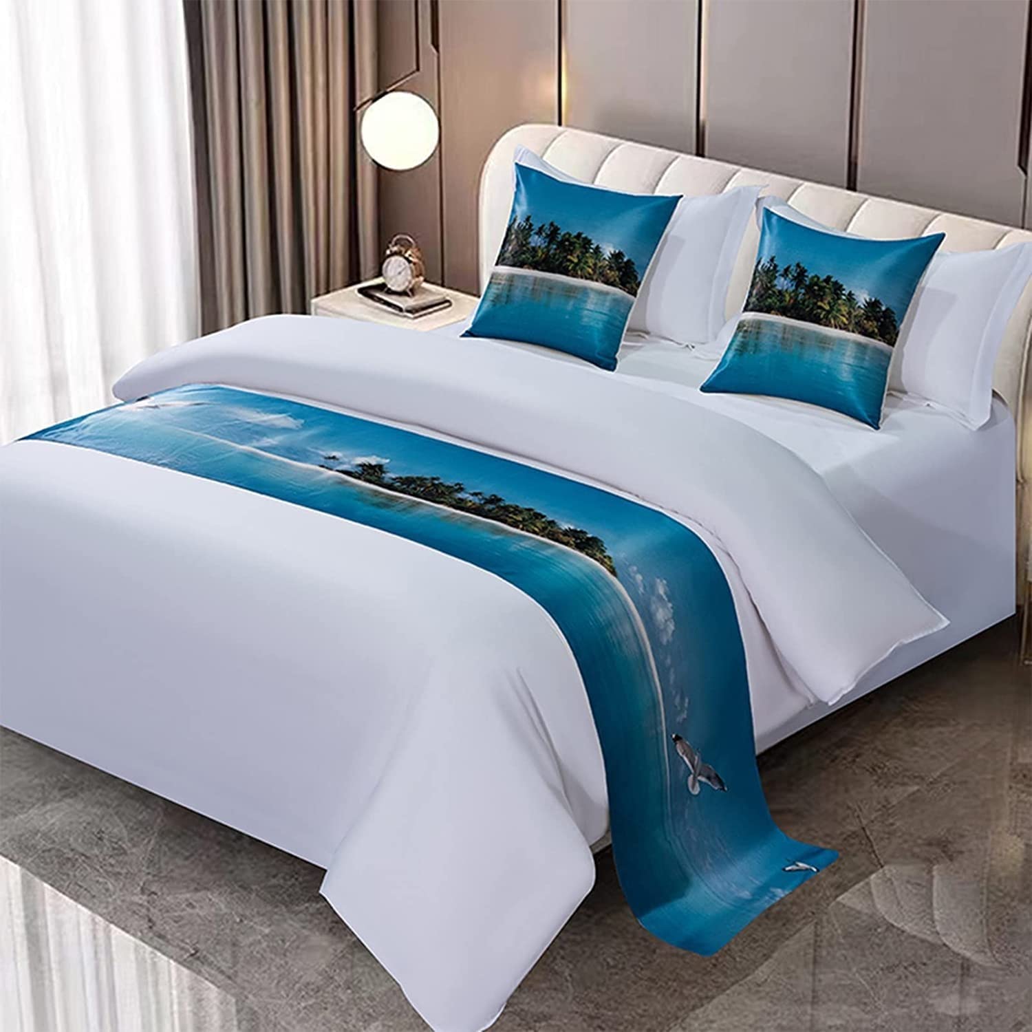 Luxury Jacquard Bed Runner Scarf - 50x260cm Quilted Bed Cover for Queen/King Size Beds - Elegant Hotel Style Bedding Accessory for Home Decor & Wedding Events (Color: 8)