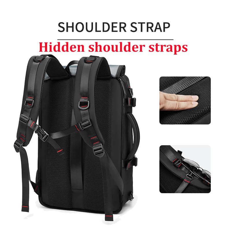 Waterproof 16 Inch Women's Travel Backpack with USB Charging Port & Shoe Compartment - Business Laptop Hiking Backpack for Commuting, Outdoor Adventures & Air Travel (Black)