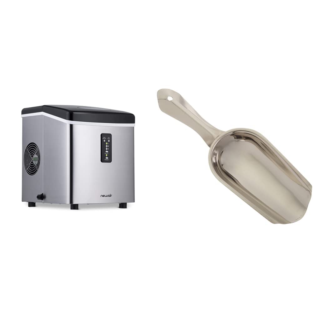 NewAir AI-100SS Compact Countertop Ice Maker - 28Lbs Daily Capacity, Bullet Ice Cube Machine with 3 Size Options & Stainless Steel Scoop - Perfect for Home Bars, Offices, and Small Kitchens