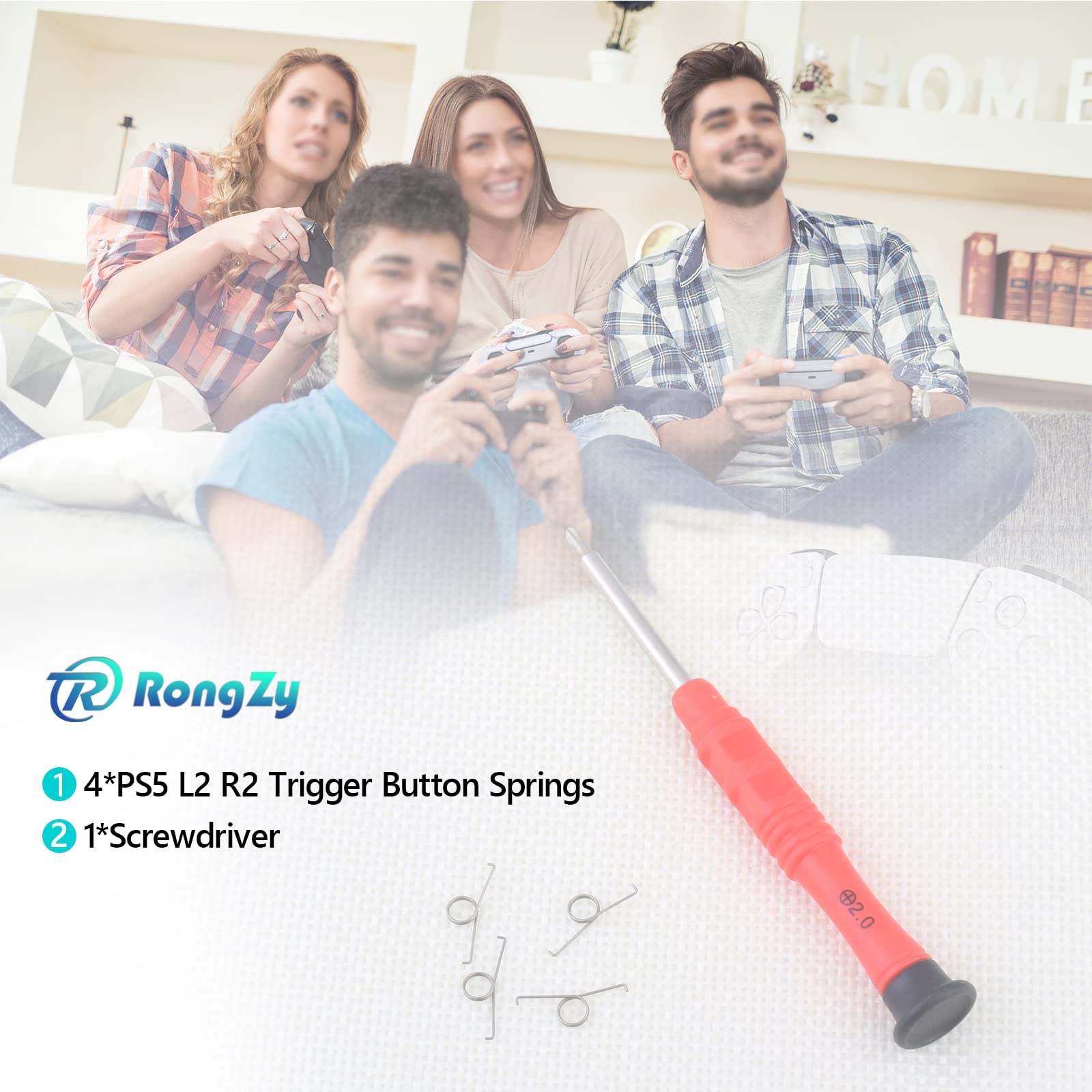 4Pcs PS5 Trigger Springs L2 R2 Repair Kit with Screwdriver for Gaming Controller Fix