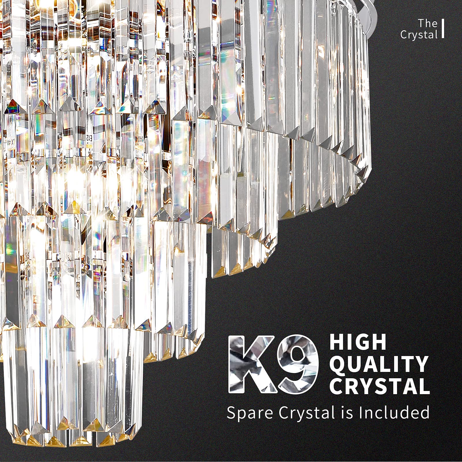 MarkDee Modern 11-Light Crystal Chandelier - 4-Tier Chrome Pendant Lighting Fixture for Dining Room & Living Room (23.62 Inch) | Elegant Ceiling Light for Home Decor, Wedding Venues & Luxury Interiors