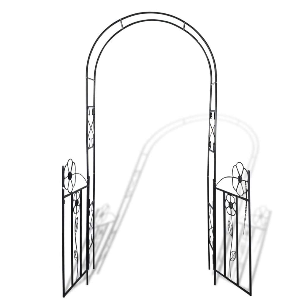 Wrought Iron Garden Arch Door - Elegant Outdoor Wedding Arbor, Garden Trellis for Climbing Plants, Perfect for Backyard, Patio, and Vineyard Decor