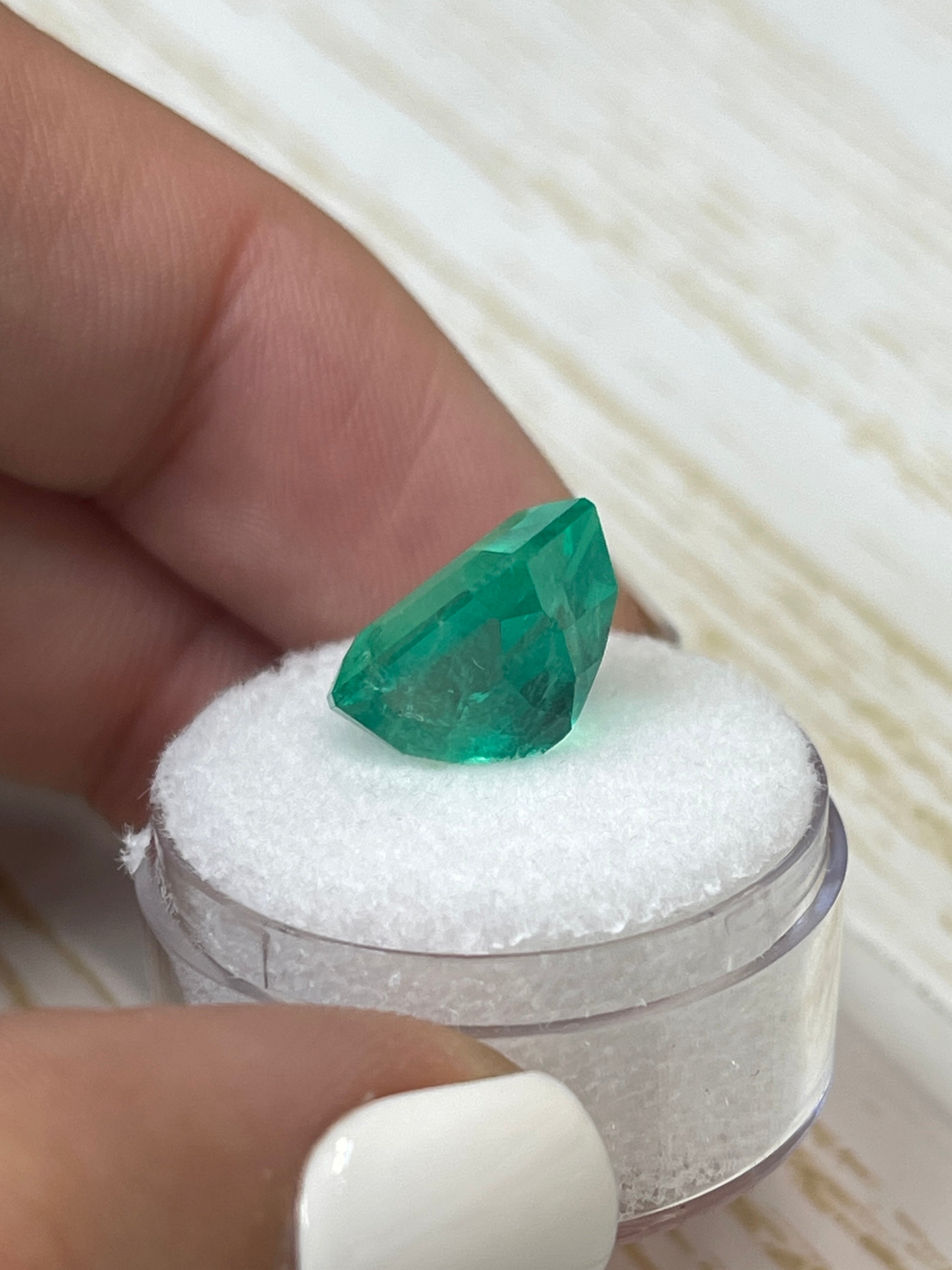 7.81 Carat 12x10mm Loose Colombian Emerald Gemstone - Emerald Cut for Jewelry Making, Engagement Rings & Luxury Gifts