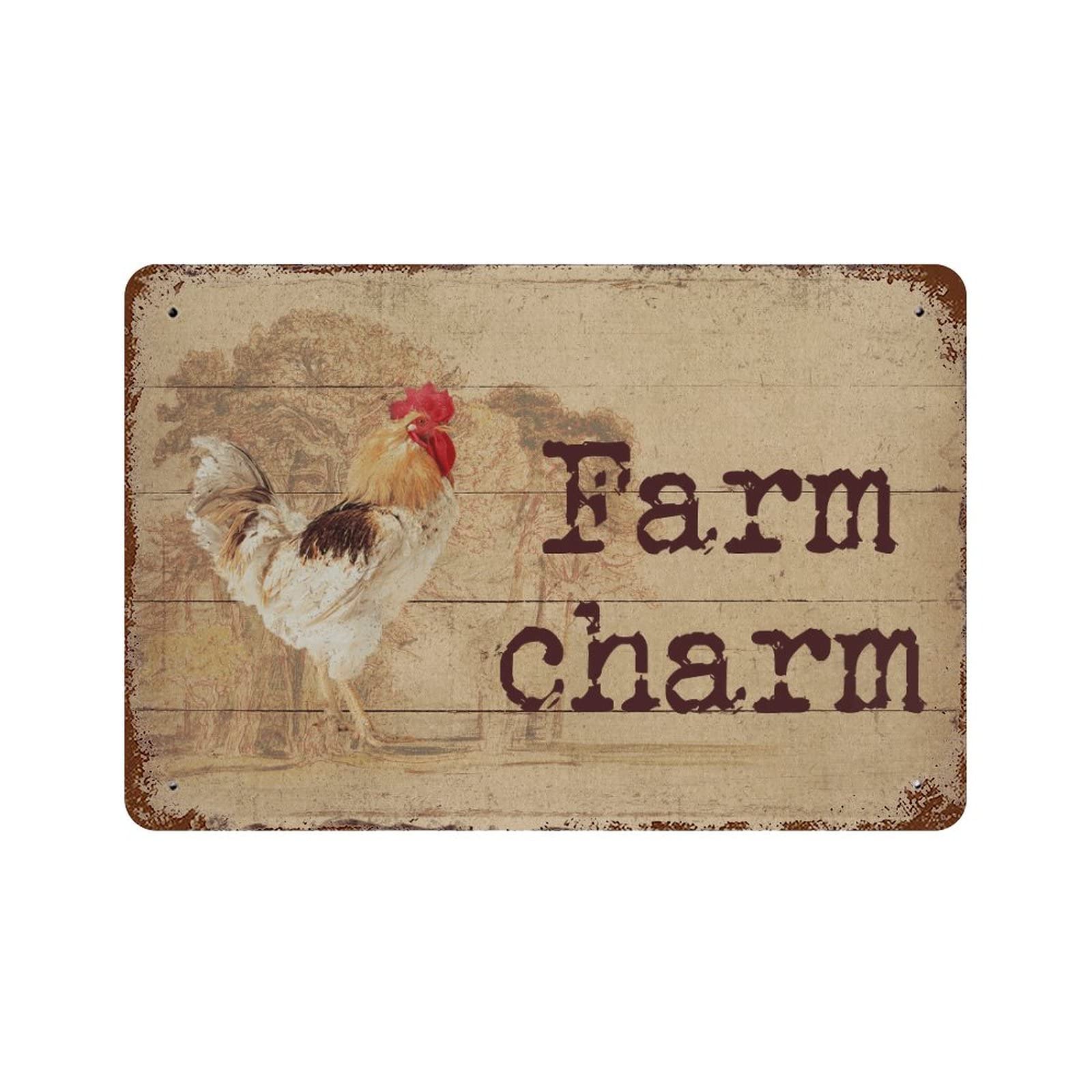 Vintage Rooster Metal Tin Sign 8x12 Inch - Rustic Farmhouse Wall Decor for Bedroom, Kitchen, Bar & Country Home - Perfect for Farmhouse, Cottage & Vintage Style Interior Design