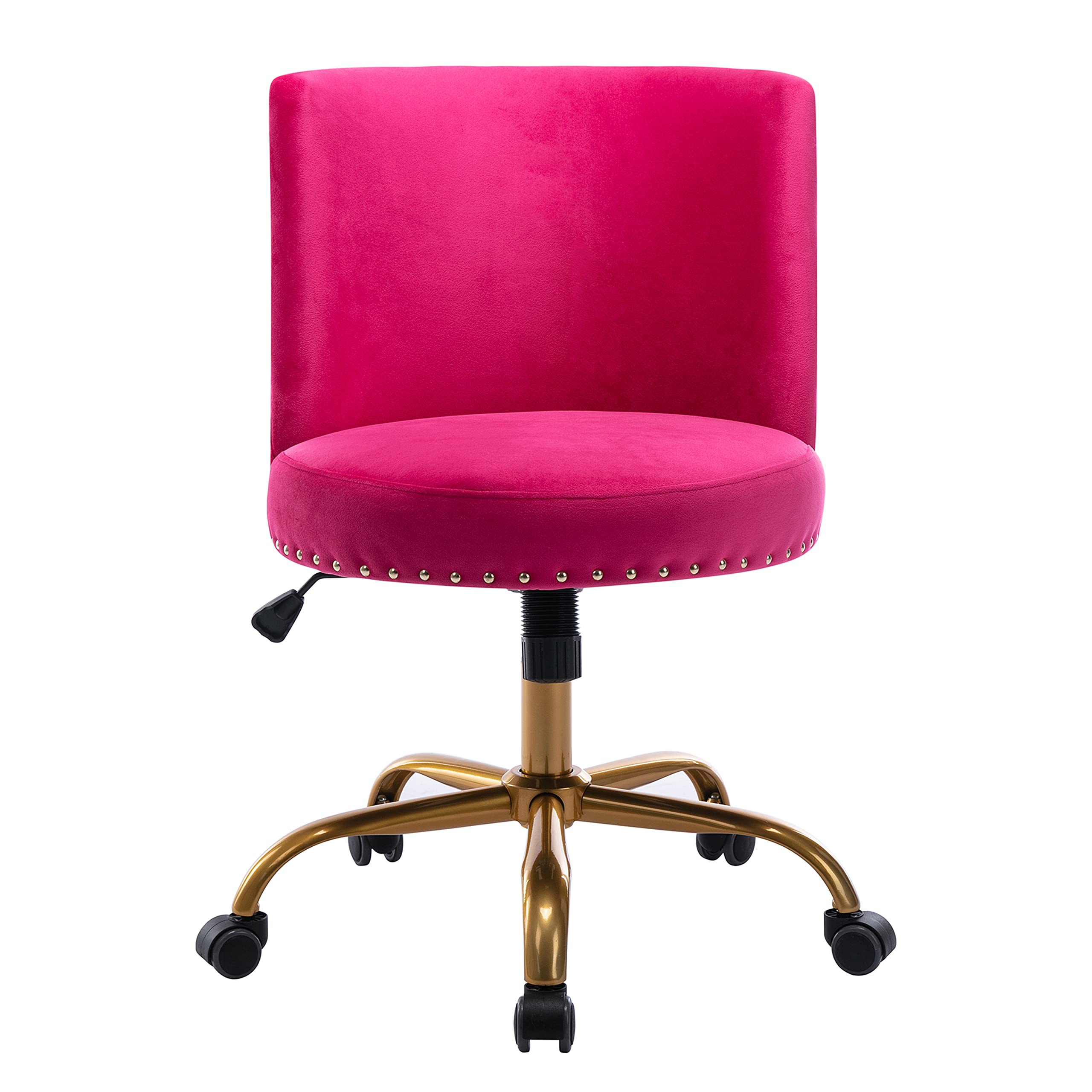 Velvet Home Office Desk Chair - Modern Swivel Accent Chair with Tilt Function for Computer Work, Living Room & Bedroom - Fuchsia Pink Ergonomic Task Chair for Working from Home & Relaxing