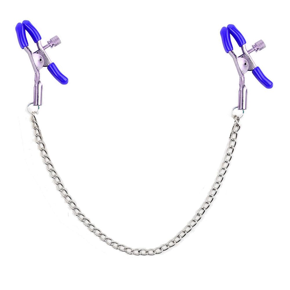 Adjustable Pressure Nipple Clamps - Stainless Steel Non-Piercing Body Jewelry for Women & Men - Faux Piercing Nipple Clips with Body Chain Necklace - Perfect for BDSM, Fetish Play, and Sensual Enhancement