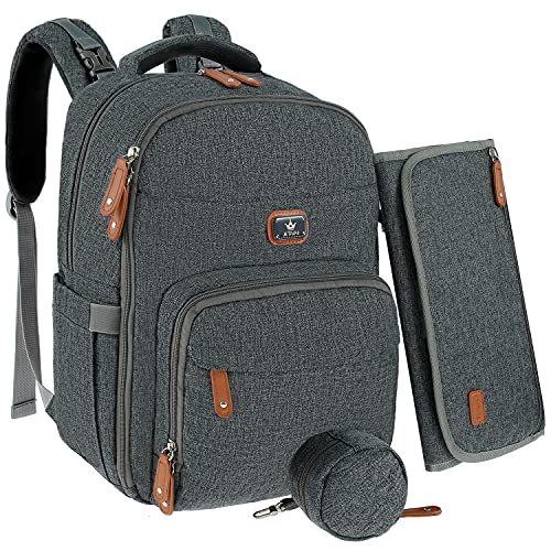 JETPAPA Baby Diaper Backpack - Large Multifunctional Nappy Bag for Boys & Girls with Changing Pad, Pacifier Case & Stroller Straps | Perfect Baby Shower Gift & Travel Essential (Dark Gray)