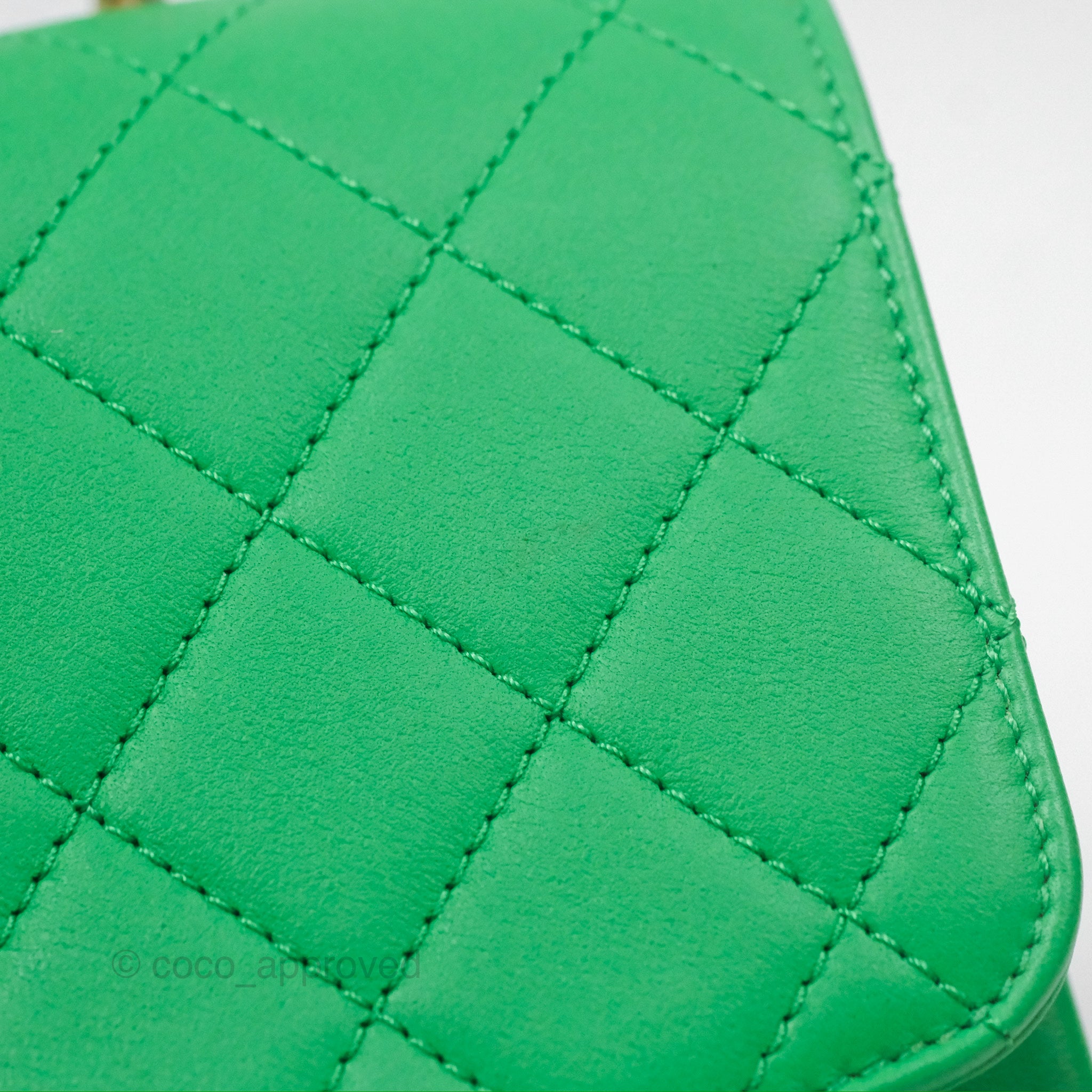 Chanel CC Quilted Flap Bag With Top Handle - Green Calfskin Leather Crossbody Bag with Gold Hardware | Luxury Designer Handbag for Women, Perfect for Date Night & Special Occasions