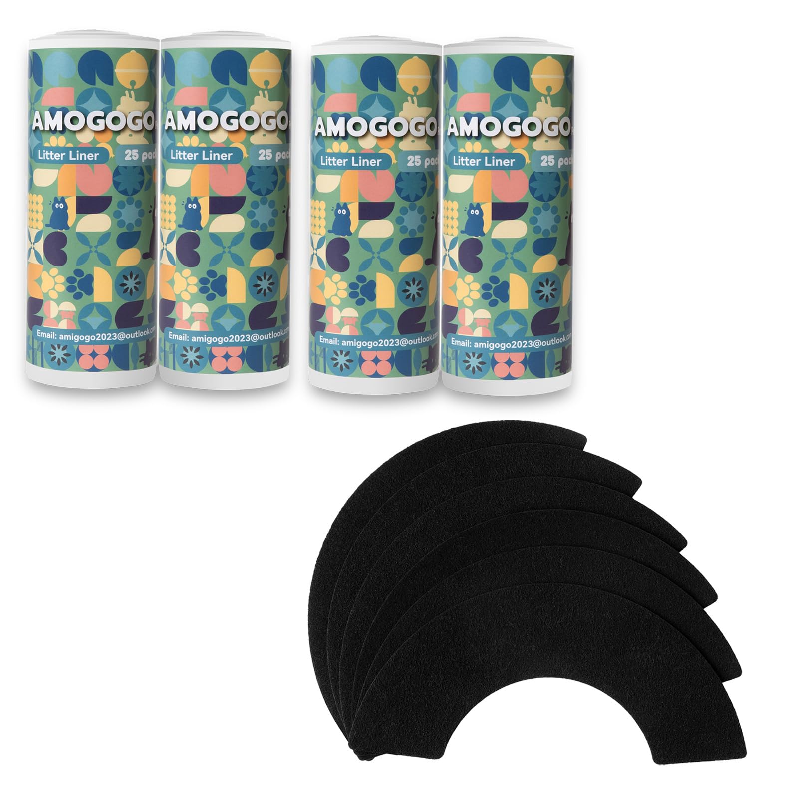 100 Pack Waste Bags with 6 Carbon Filters - Compatible with Litter Robot 4 | Odor Control for Cat Litter Box | Perfect for Automatic Self-Cleaning Pet Toilets