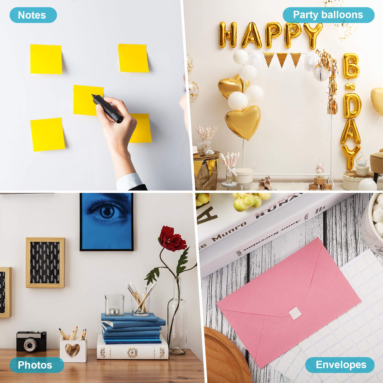 Reusable & Removable Poster Adhesive Tacky Putty - Wall Safe Mounting Putty for Hanging Pictures, Photos, Frames & Party Decorations (White, 1000 Pieces, 0.43 Inch) - Perfect for Home, Office & Classroom Organization