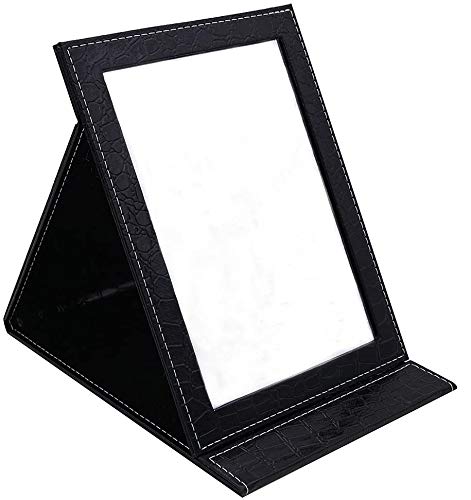 ToiM Large Black Portable Folding Vanity Mirror with Stand - Collapsible Makeup Mirror for Travel, Dressing Table & Beauty Station | Compact Dresser Mirror with Adjustable Angle for Home & Professional Use