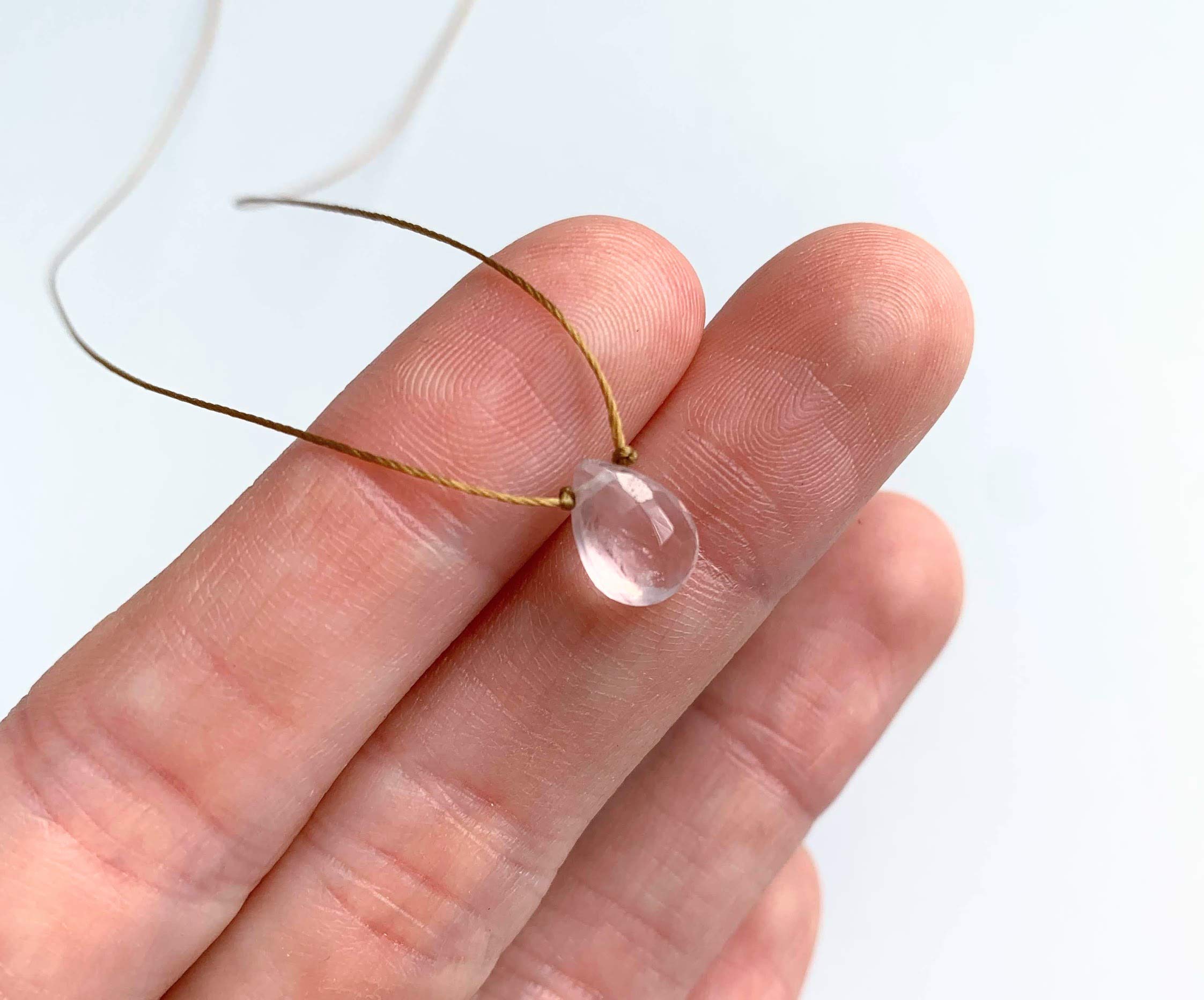 Rose Quartz Teardrop Necklace - Natural Gemstone Choker for Women | Healing Crystal Jewelry for Meditation, Yoga & Spiritual Gifts