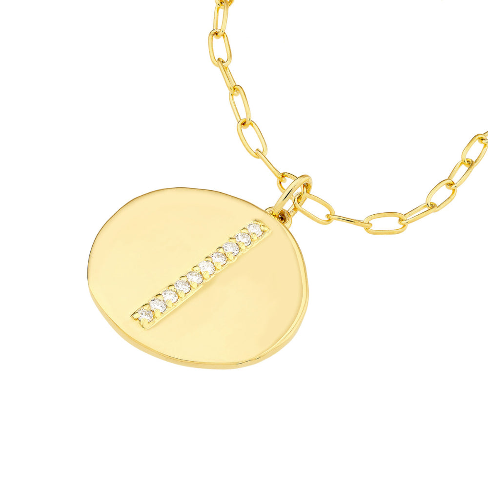 14K Gold Diamond Pendant Necklace - Organic Shape Medallion for Women | Elegant Layering Jewelry for Everyday Wear & Special Occasions
