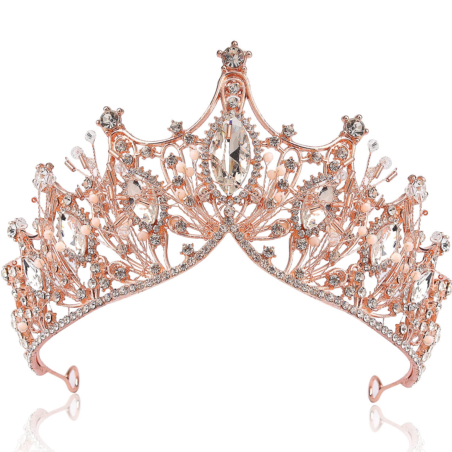COCIDE Rose Gold Tiara Crown for Women & Girls - Crystal Headband for Mermaid Queen, Princess Hair Accessories | Perfect for Birthday Parties, Weddings, Prom, Halloween Costume & Cosplay