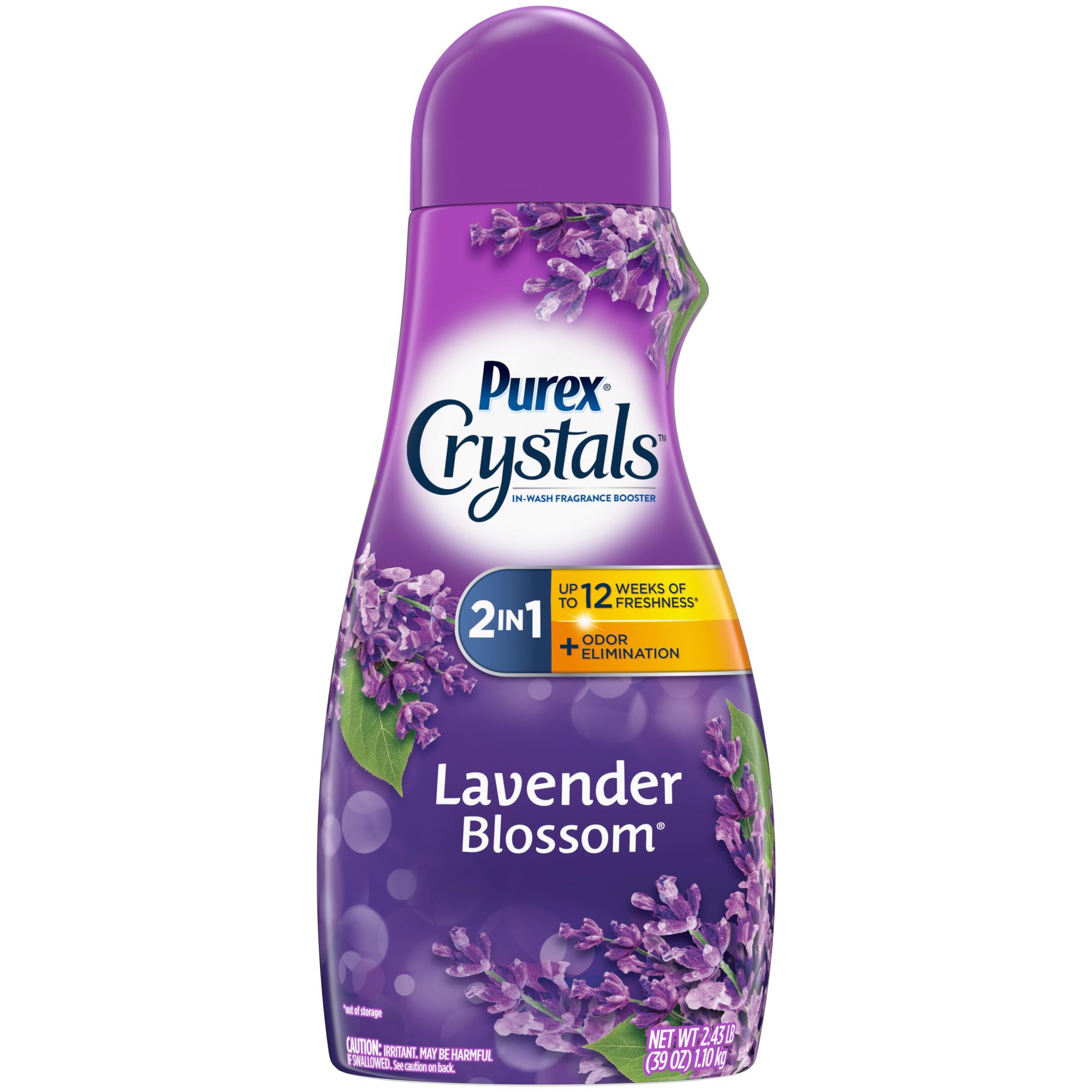 Purex Crystals In-Wash Fragrance Booster - Lavender Blossom Scent, 39oz | Long-Lasting Laundry Freshener for Clothes & Linens | Perfect for Gym Clothes, Baby Clothes & Bedding