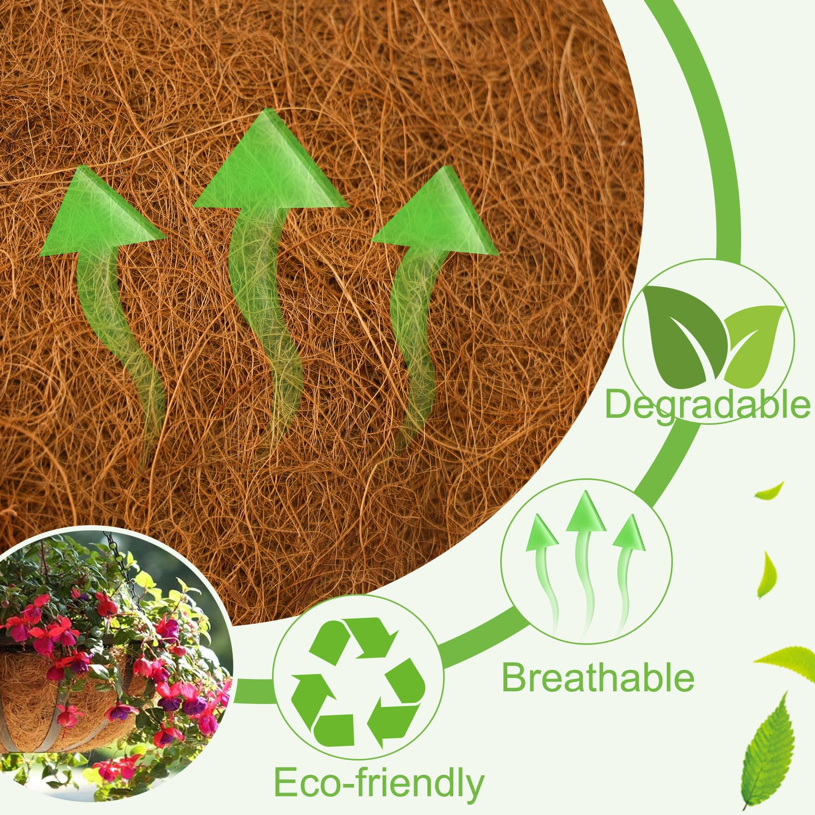 4 Pack 30 Inch Coconut Coir Liners for Planters - Eco-Friendly Coco Fiber Liners for Window Boxes, Hanging Baskets & Garden Troughs - Perfect for Indoor/Outdoor Plants & Vertical Gardening