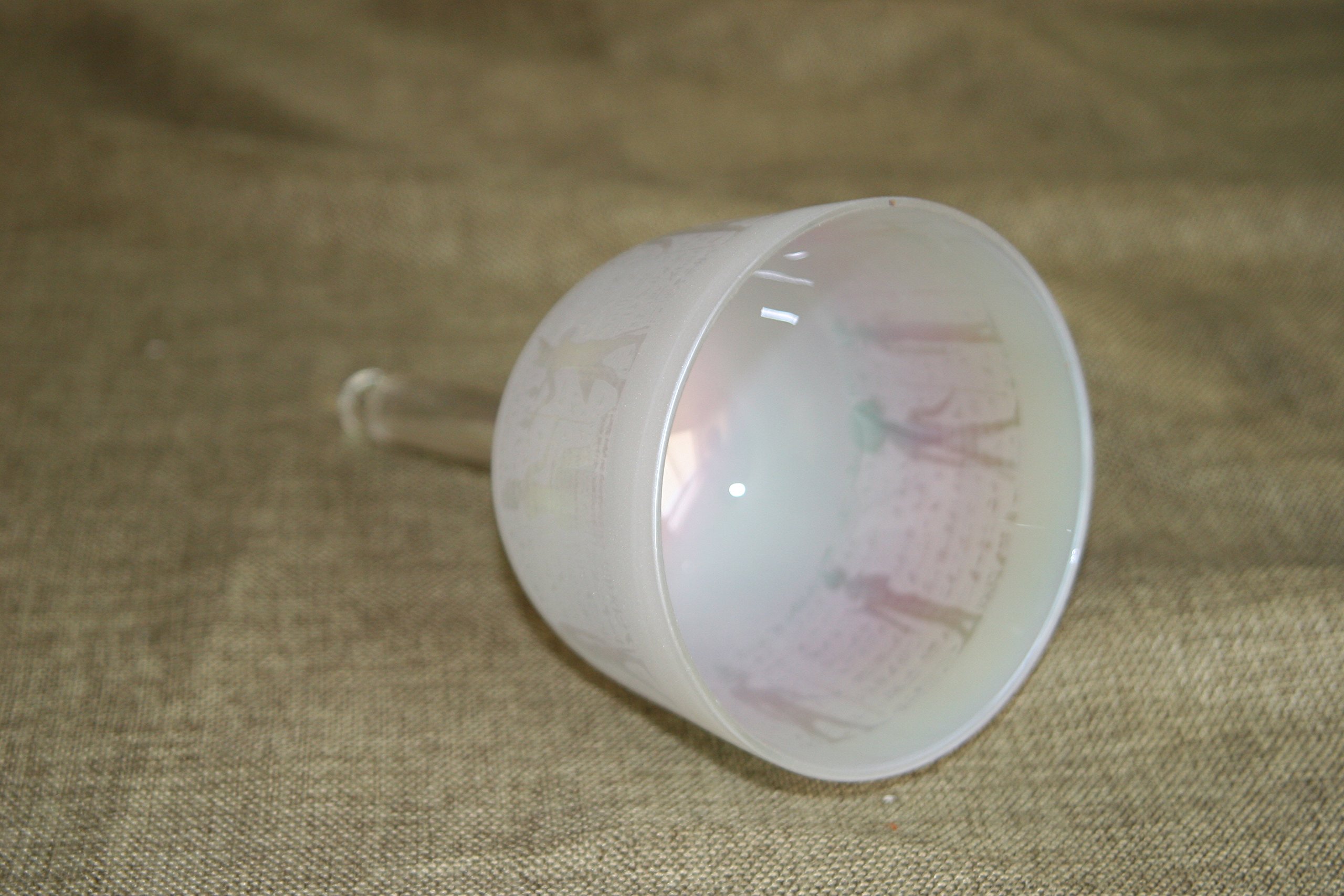 Egyptian Pearl Color Crystal Singing Bowl with Handle - G# 4th Octave 5.25