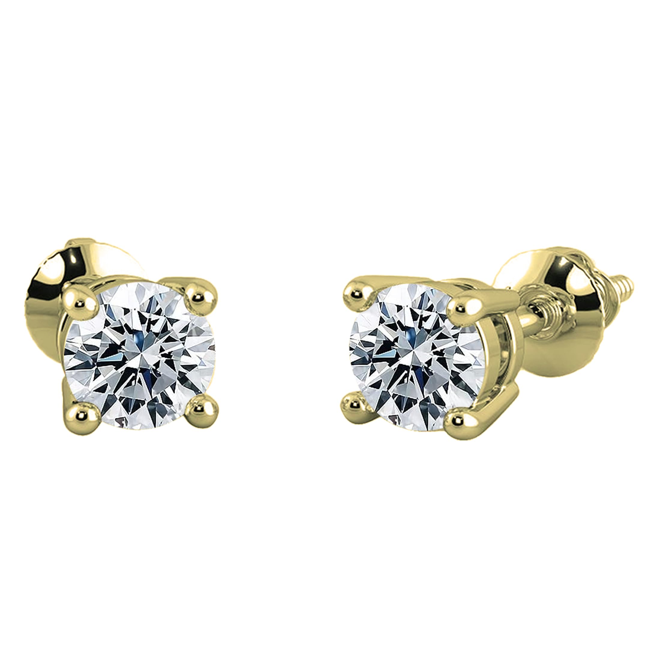 IGI Certified Lab Grown White Diamond Stud Earrings for Women - 18K Solid Gold Screw Back Earrings | Dazzlingrock Collection | Perfect for Weddings, Anniversaries & Special Occasions