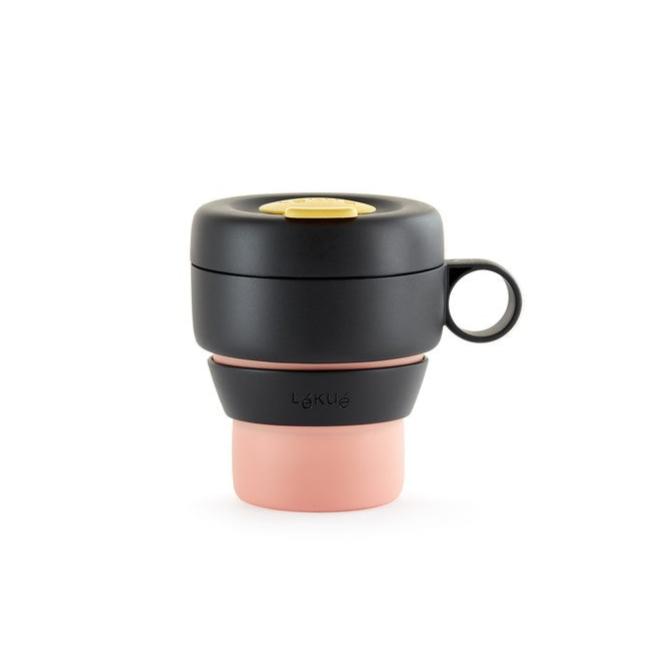 Collapsible Travel Mug - Portable & Leak-Proof Insulated Coffee Cup for Hot & Cold Drinks, Perfect for Camping, Hiking, and Commuting - Coral