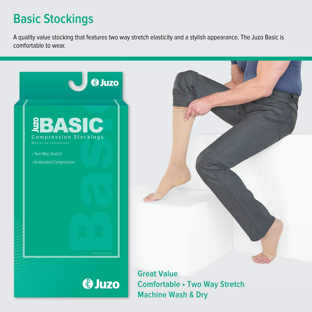 Juzo Basic 4411at 20-30mmHg Open Toe Compression Pantyhose for Women - Black, Size 4 (IV) Regular - Perfect for Varicose Veins, Swelling & Post-Surgery Recovery