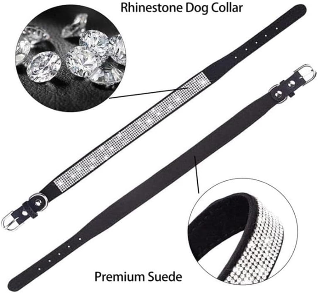 Sparkling Rhinestone Dog Collar - Black XS, Cute Bling Crystal Diamond Pet Collar for Small Dogs & Puppies | Perfect for Daily Walks, Pet Parties & Photo Shoots