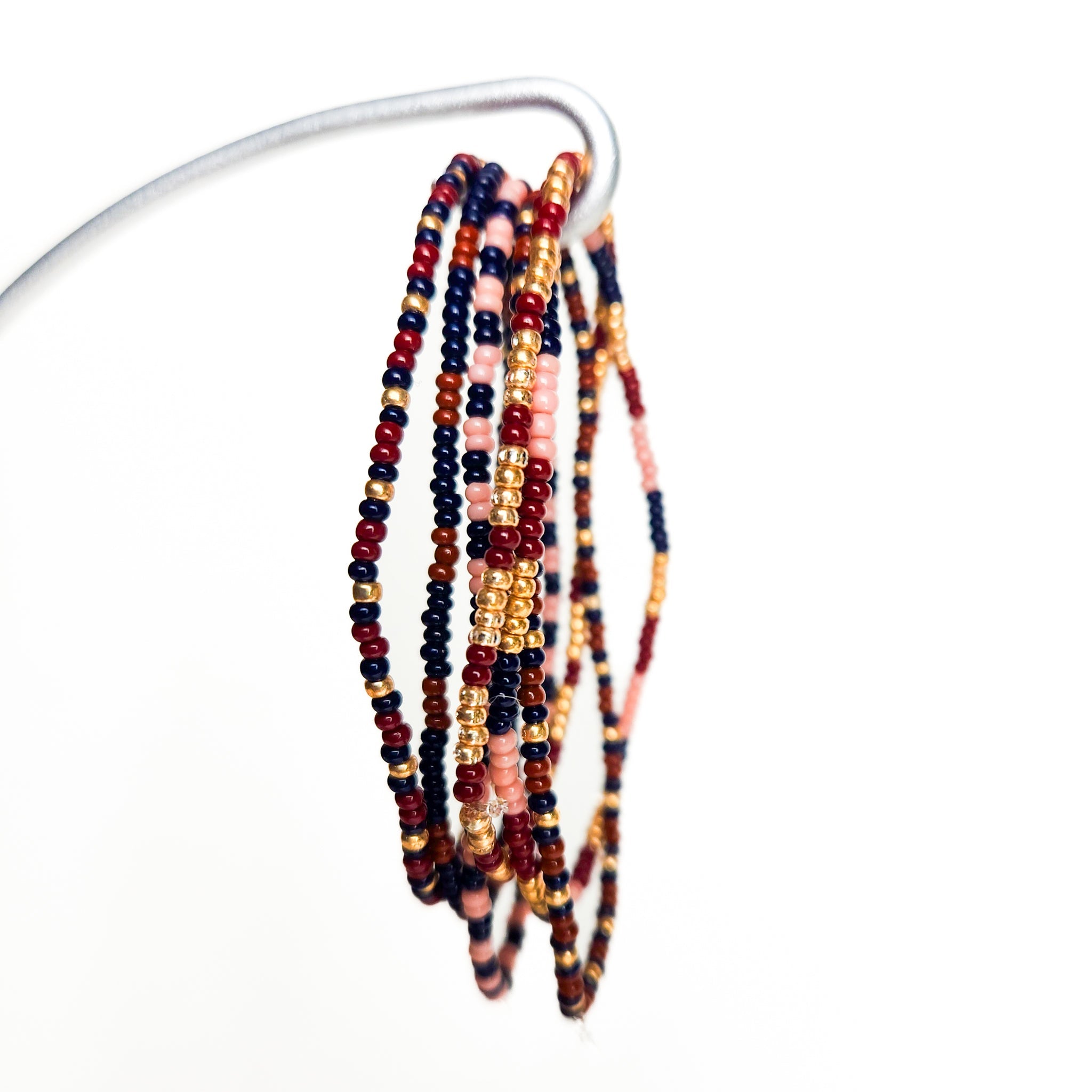 6 Pack Sangria Seed Bead Bracelets for Women - Bohemian Style Handmade Jewelry for Parties, Weddings & Everyday Wear