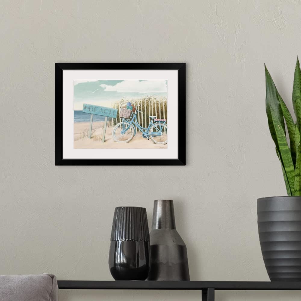 GREATBIGCANVAS Beach Cruiser II Bicycle Art Print - Black Framed Wall Decor for Living Room, Bedroom & Office - Cycling Themed Home Artwork