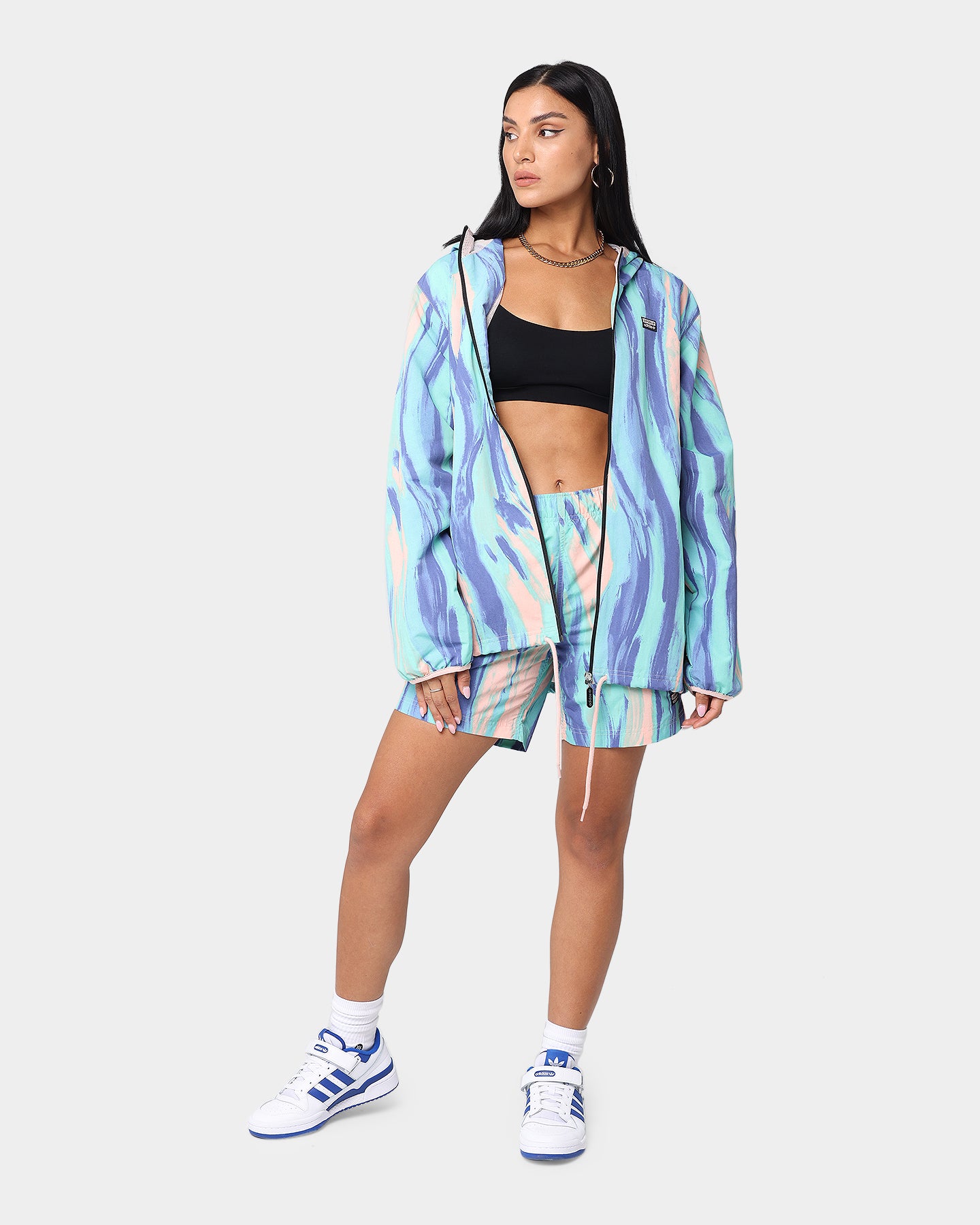 Adidas Marbled Paint Patrick Kyle Windbreaker Jacket - Vapor Pink & Multi-Color Lightweight Windbreaker for Running, Hiking & Outdoor Activities