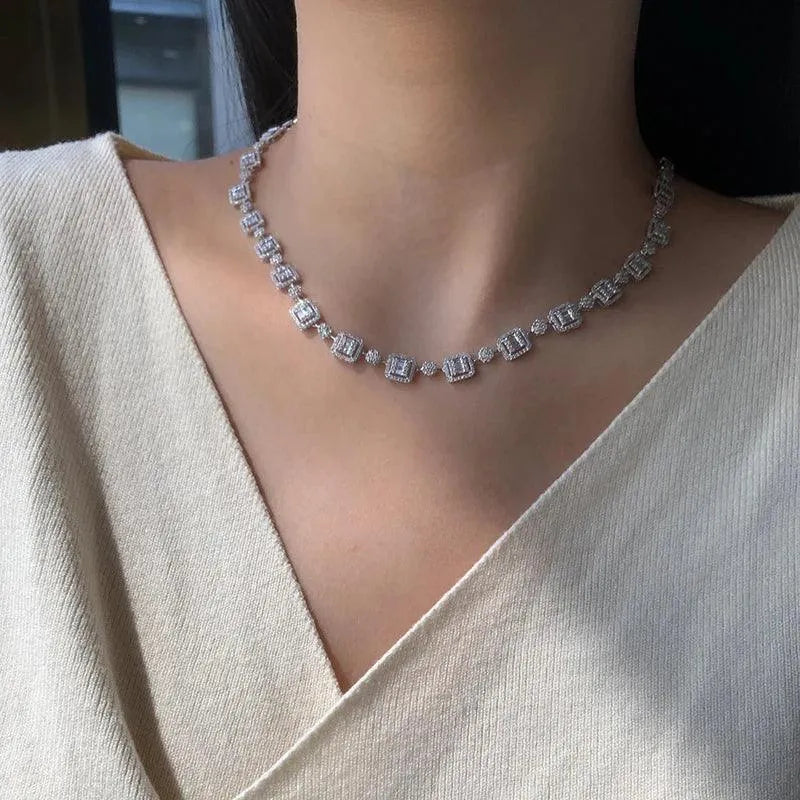 18K White Gold Diamond Necklace for Women - 5.0 Carat Real Natural Diamond Pendant with Adjustable Chain | Luxury Gift for Anniversary, Wedding, Senior Banquet & Special Occasions