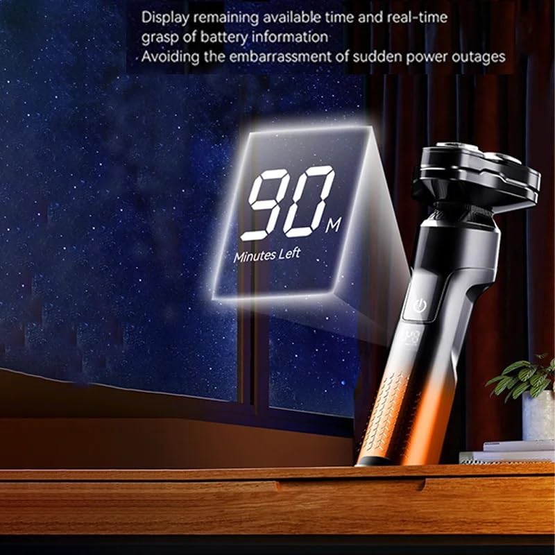 3D Electric Shaver for Bald Men - Rechargeable Wet/Dry Head & Beard Shaver with LCD Display - Perfect for Travel, Gym & Daily Grooming