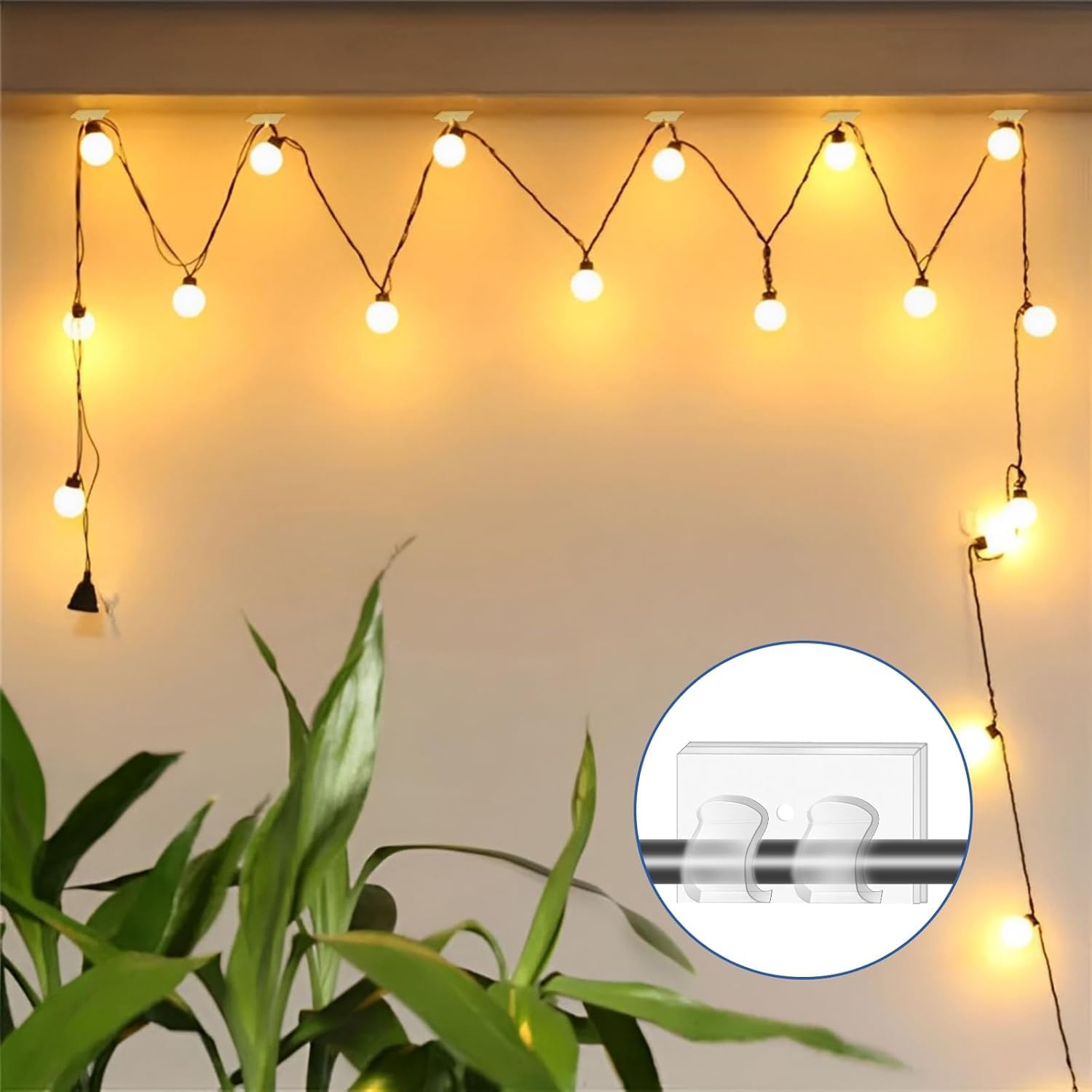 24Pcs Clear Outdoor Light Clips - Heavy Duty Waterproof UV-Resistant Hooks for String Lights, Perfect for Patio, Fence, Balcony & Indoor Decor | Ideal for Parties, Weddings & Backyard Lighting