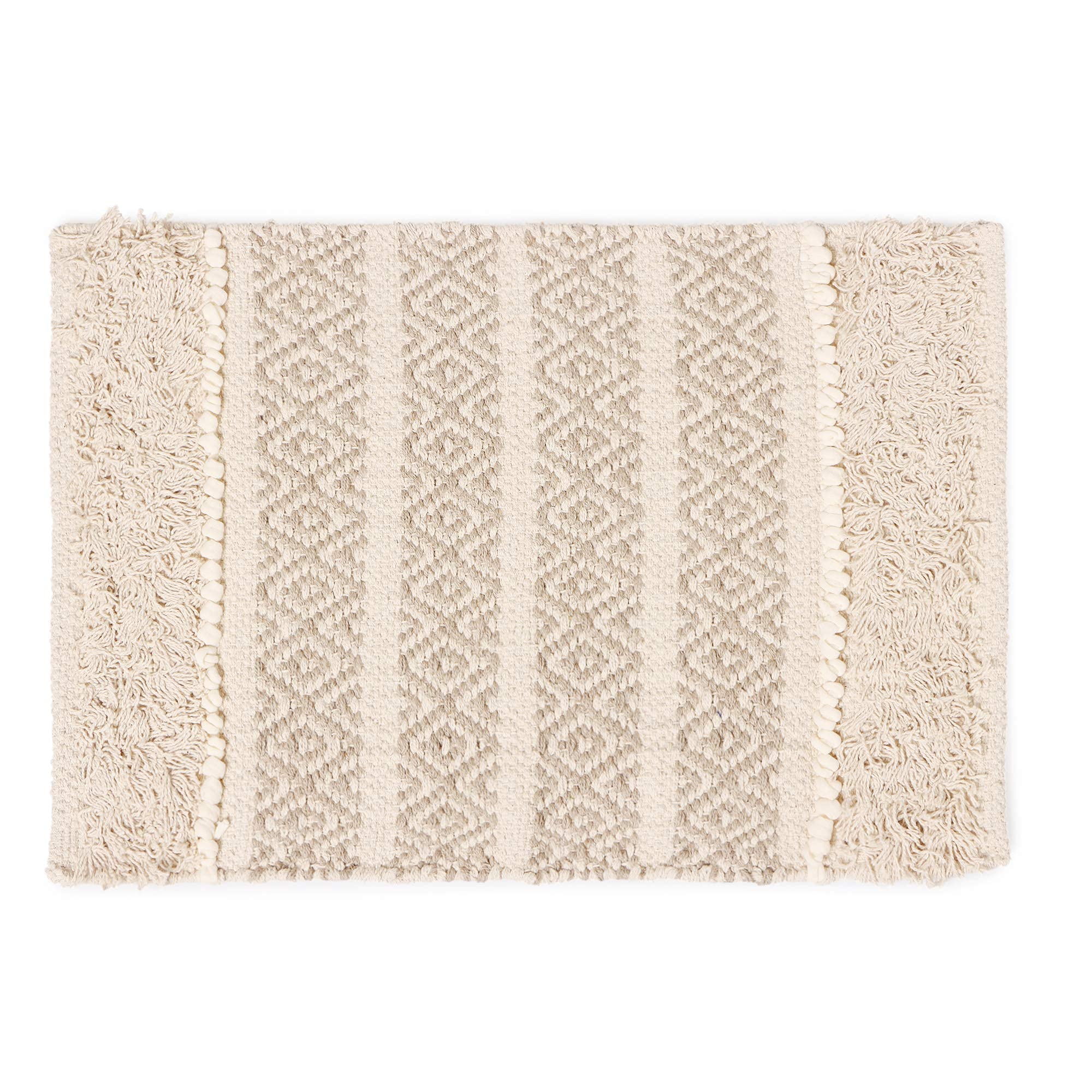 Hand Woven Boho Placemats Set of 6 - 100% Cotton Artisan Table Linens for Dining Table, Coffee Table, Console & Dresser (13x20 Inches, Natural) | Perfect for Farmhouse Decor, Dinner Parties & Boho Chic Home Styling