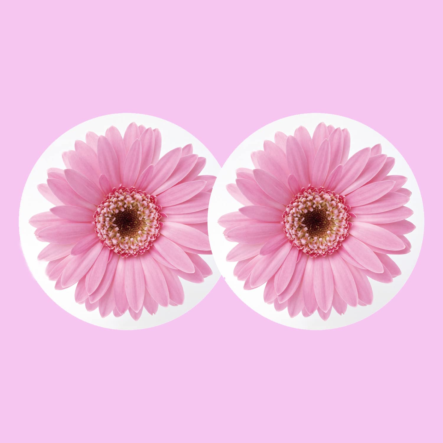 FLYEEGO Pink Daisy Flower Silicone Car Cup Holder Coasters, 2PCS 2.75