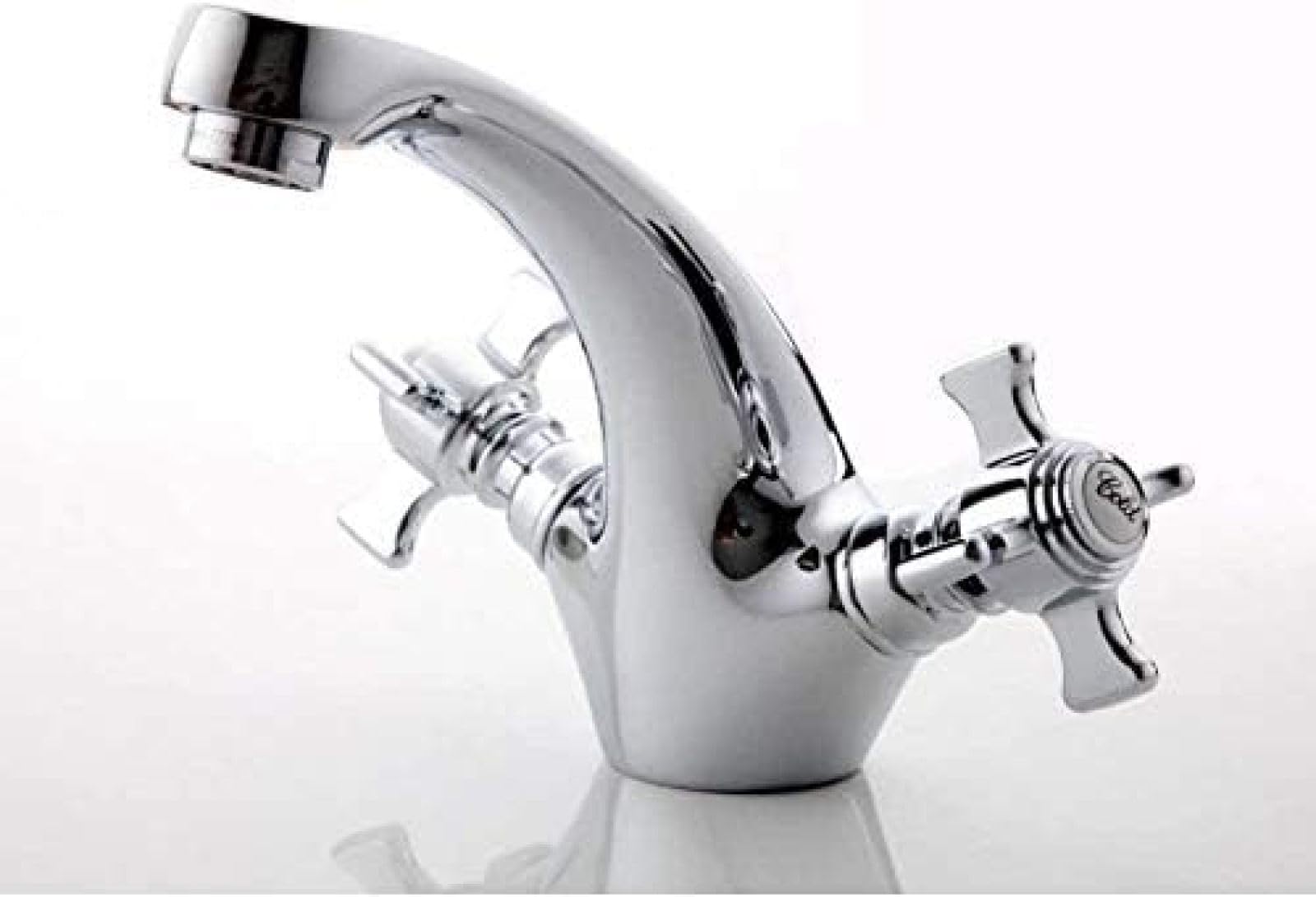 CRJUS Double-Handle Silver-Plated Brass Kitchen Sink Faucet with Hot and Cold Water Mixer, Durable Bathroom and Kitchen Faucet for Modern Homes