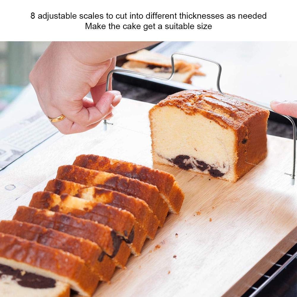 Haofy 2-Piece Adjustable Cake Cutter with Stainless Steel Wires - Professional Cake Slicing Tool for Home Bakers & Cake Shops - Perfect for Birthday Cakes, Wedding Cakes & Pastry Cutting