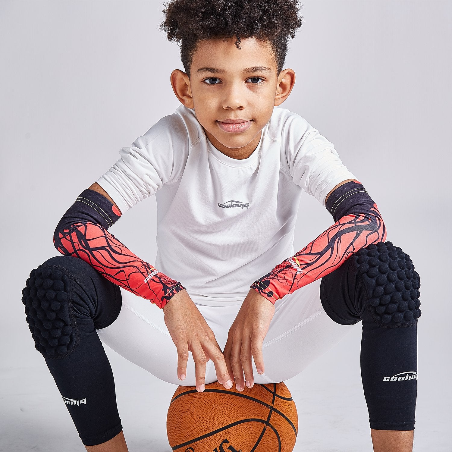 COOLOMG Basketball Knee Pads - Breathable Compression Leg Sleeves with Honeycomb Design for Men & Women - Perfect for Basketball, Volleyball, Running & Workout Protection