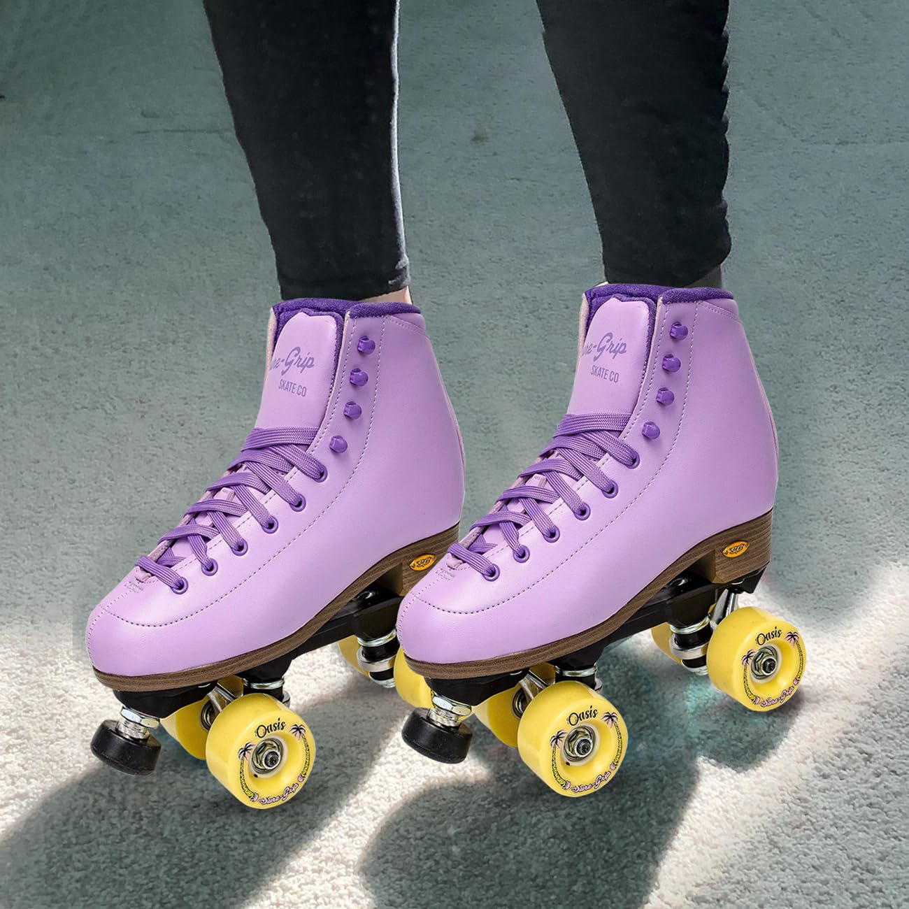 Sure-Grip Lavender Oasis Outdoor Roller Skates for Women & Men - Comfortable Quad Skates for Street, Park & Trail Skating - Perfect for Beginners & Pros (Lavender)
