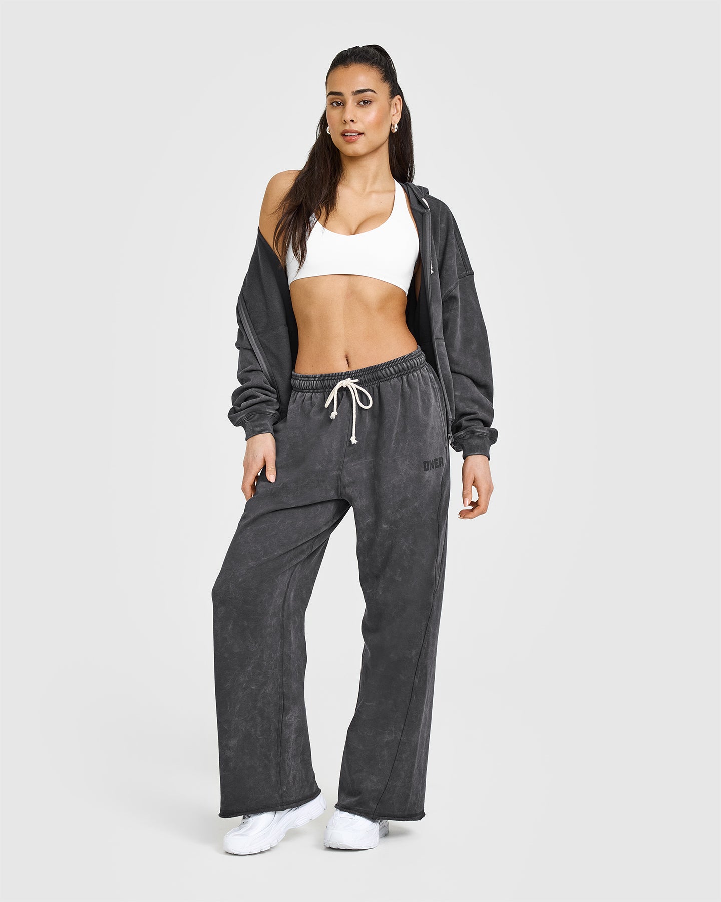 Raw Lounge Wide Leg Joggers for Women - Soft Comfortable High Waisted Loose Fit Jogger Pants | Perfect for Yoga, Lounging & Casual Wear | Coal Color