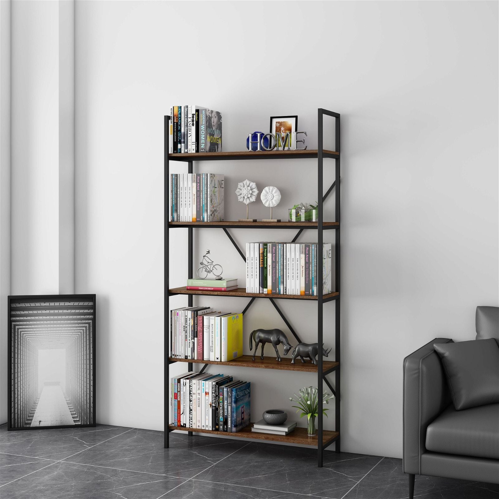 ASPECT 1800 Bookcase Dark Oak - Modern Wooden Bookshelf for Living Room, Bedroom & Office - Sturdy Storage Furniture for Books & Decor