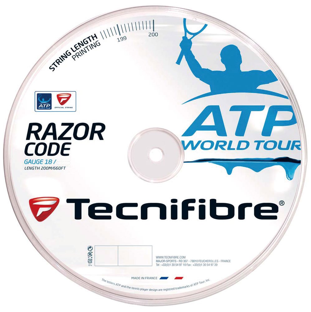 Tecnifibre ATP Razor Code 1.30mm 16G Blue Tennis String Reel - 200m (660ft) for Professional Players | Perfect for Tournament Play & Performance Enhancement