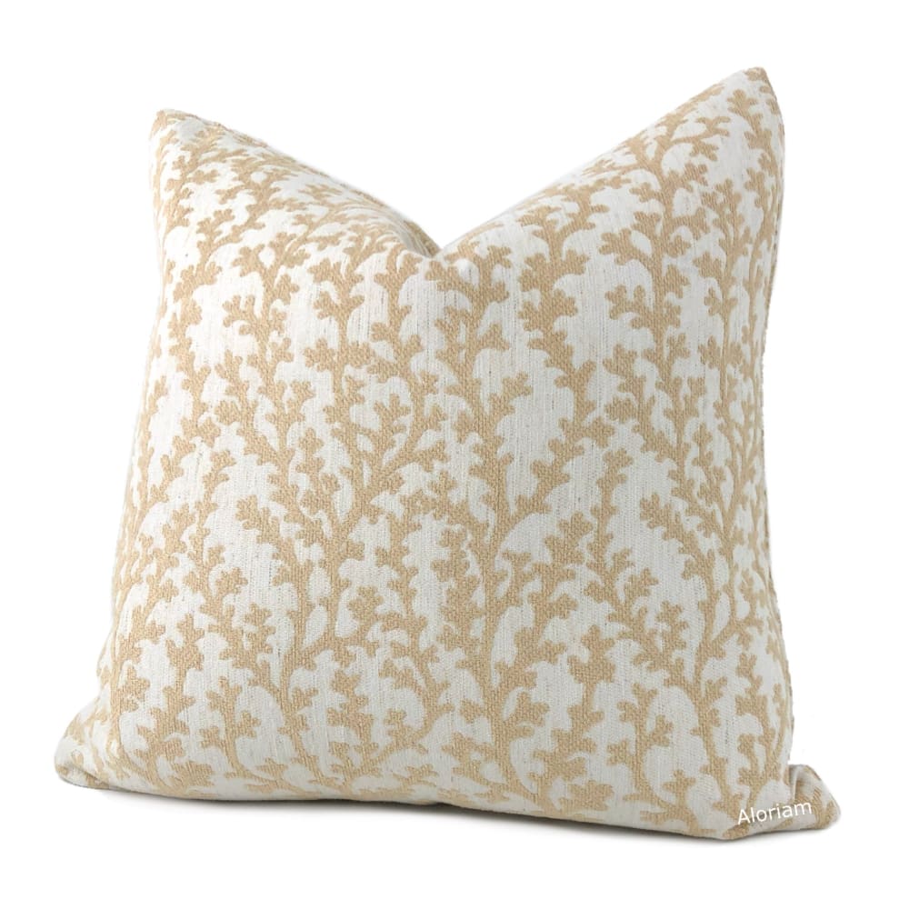 Beatrix Fawn Beige Floral Vine Pillow Cover - Decorative Throw Pillow Case - 18x18 Inch - Fabric by The Yard Available - Perfect for Living Room, Bedroom, Nursery Decor