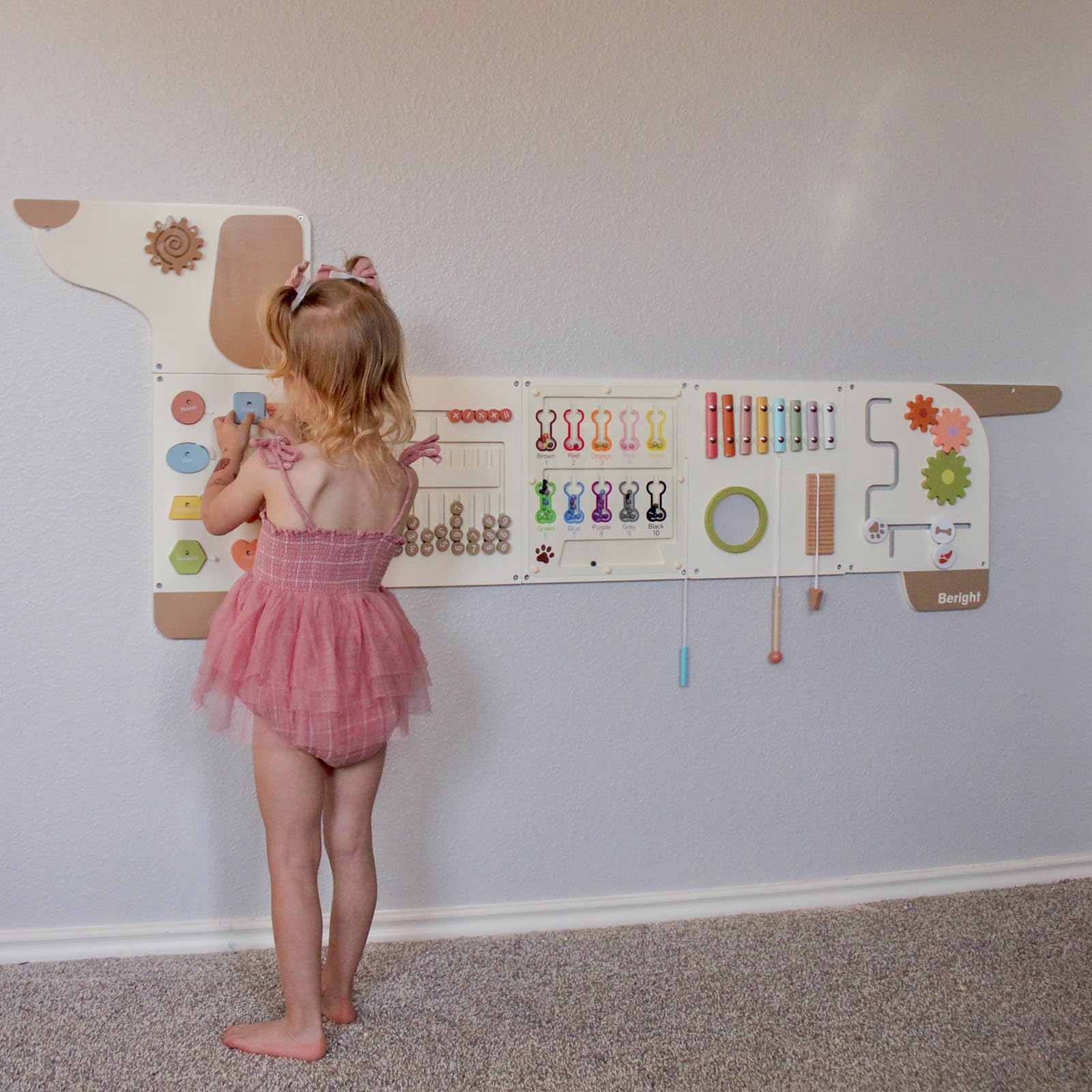 Beright Dog Activity Wall Busy Board Panels - Montessori Sensory Toys for Toddlers, Learning Activity Center for Kids - Perfect for Playrooms & Daycare Centers (White) | Great for Early Childhood Development & Sensory Play