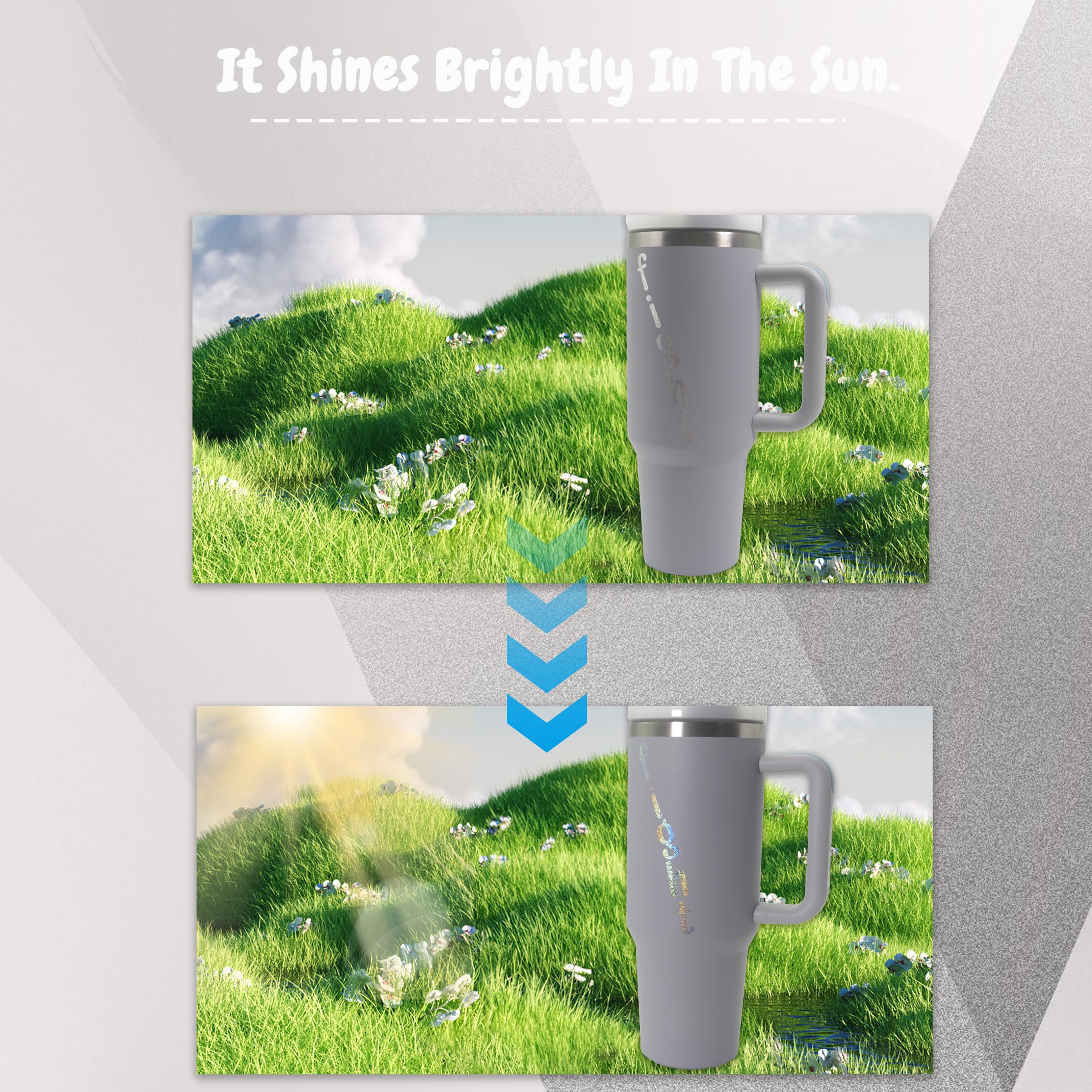 8 Sheets Personalized Laser Name Stickers for Stanley Cup - Holographic Waterproof Alphabet Letter Decals for Tumblers, DIY Crafts (Silver) - Perfect for Customizing Drinkware, Gifts & Party Favors