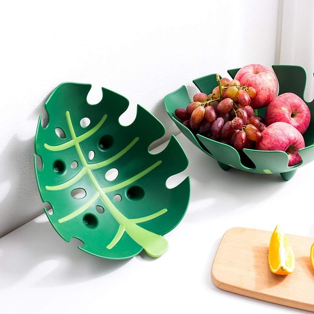 Heart-Shaped Home Storage Basket - Multipurpose Leaf Design Fruit & Vegetable Strainer Bowl for Kitchen, Dining Table - Perfect for Organizing Fruits, Veggies, and Decor Items