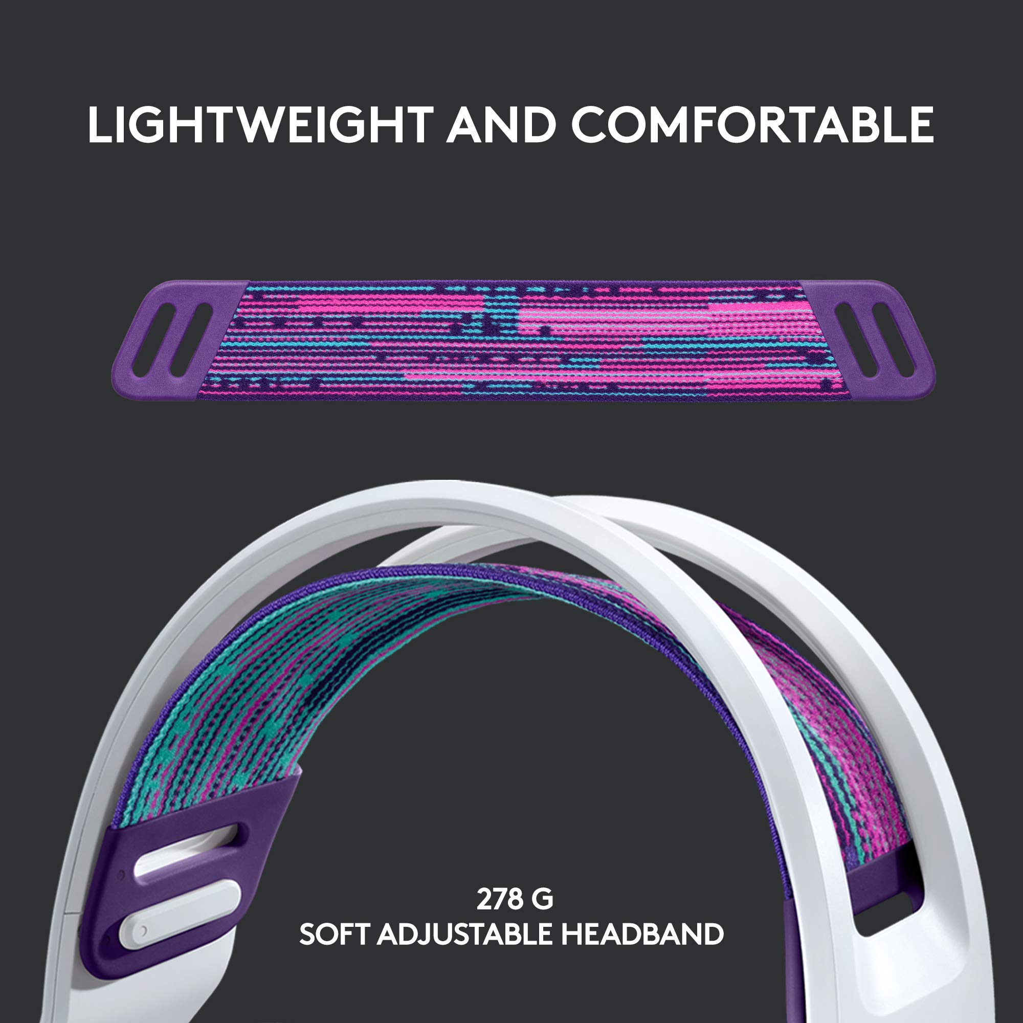 Logitech G733 LIGHTSPEED Wireless Gaming Headset with Suspension Headband, LIGHTSYNC RGB, Blue VO!CE Mic Technology & PRO-G Audio Drivers - White | PC, PS5, Xbox Series X|S Compatible for Immersive Gaming & Streaming