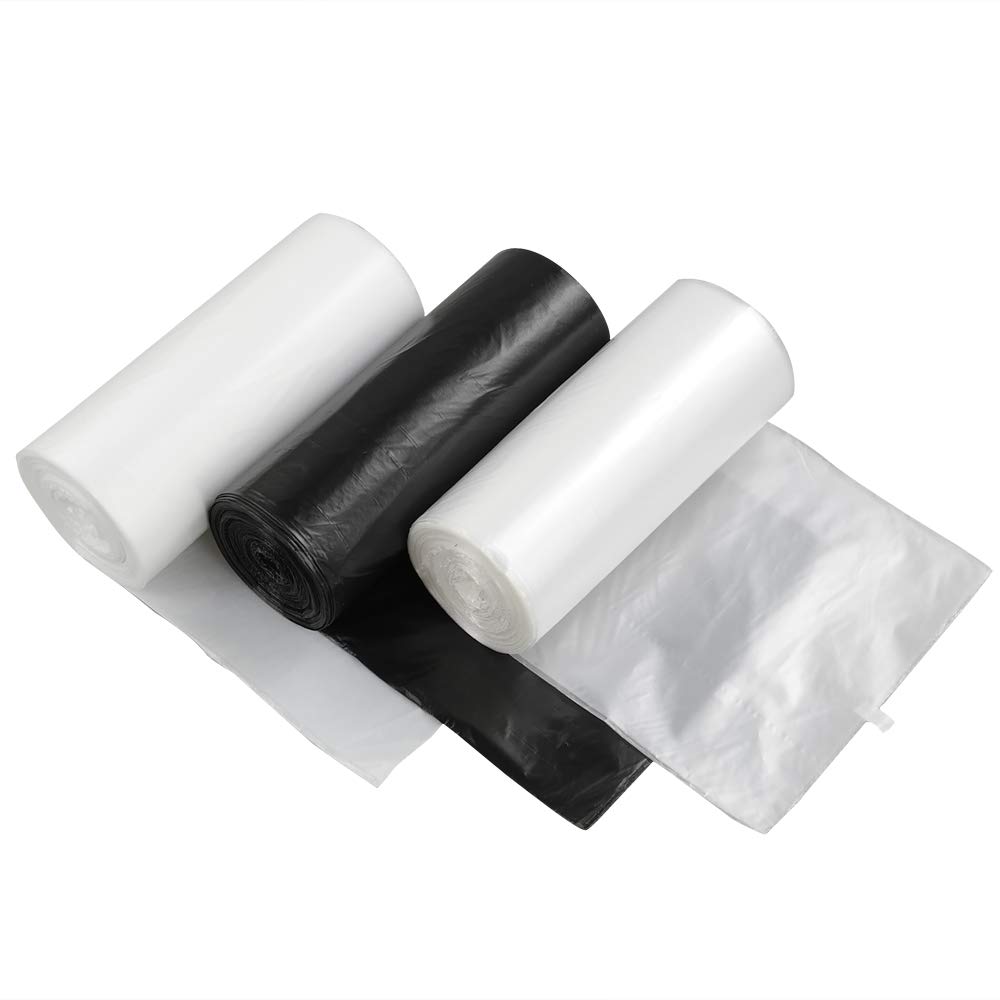4 Gallon Small Trash Bags - 150 Count (Black, Clear & White) | Perfect for Bathrooms, Offices & Bedrooms | Leak-Proof & Odor Control