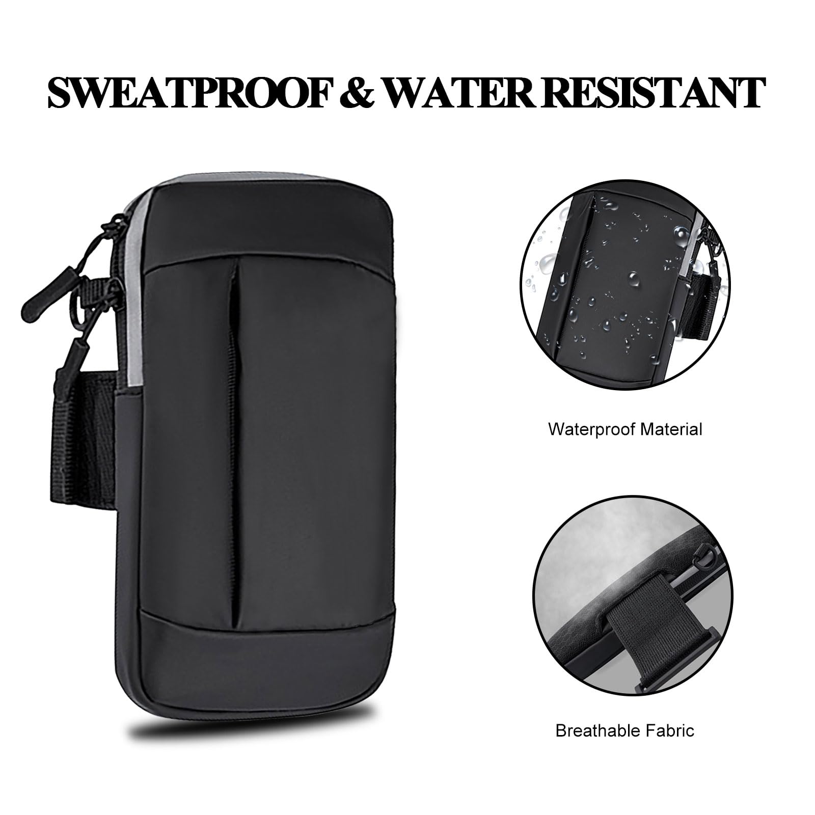 Running Armband Phone Holder - Adjustable Workout Armband for iPhone 15/14/13/12/11 Pro Max/XS/XR/X/8/7 Plus/SE & Galaxy S24/Ultra/Note - Secure Fitness Arm Sleeve for Jogging, Gym & Outdoor Sports Activities