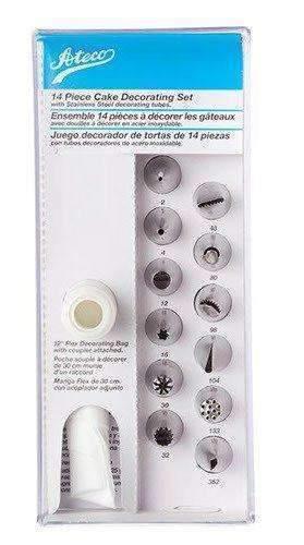 Ateco 14-Piece Professional Pastry Decorating Set - Perfect for Cake Decorating, Cupcakes, Cookies & Baking Supplies | Ideal for Home Bakers & Professional Chefs