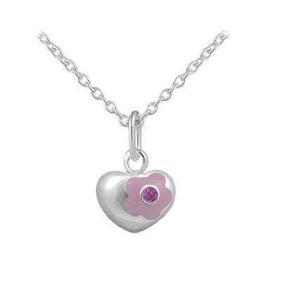 12-18 Inches Silver Plated Simulated Birthstone Flower Heart Pendant Necklace for Girls & Teens - Perfect for Birthdays, Gifts & Special Occasions